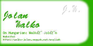 jolan walko business card